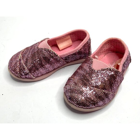 Jumping Beans Toddler Girls Size 5 Pink Sequin Shoes Flat Slip On Loafer Shoes S - Picture 1 of 6
